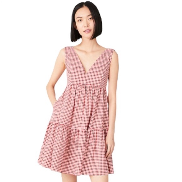 kate spade red gingham dress kate spade Pink Gingham Ruffle Midi Dress